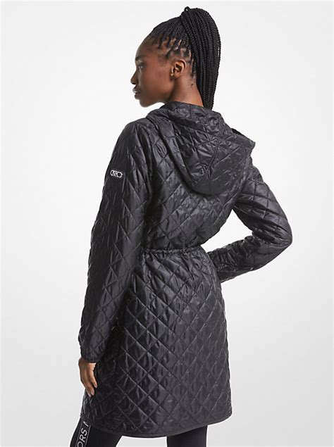 Quilted Satin Ciré Hooded Anorak 